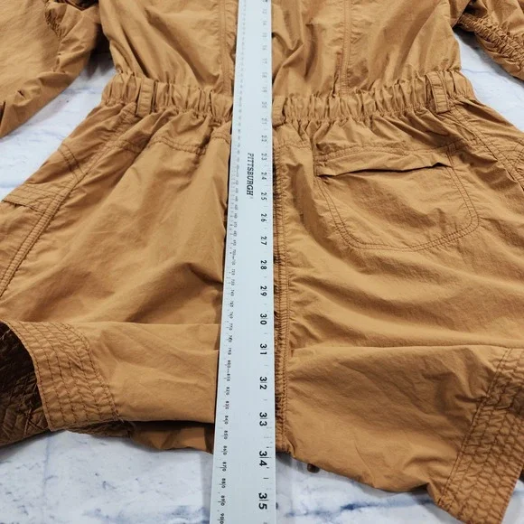 Free People Movement WOMENS M In the Wild Shortsie Romper Toasted Almond